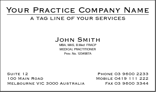 doctors business card