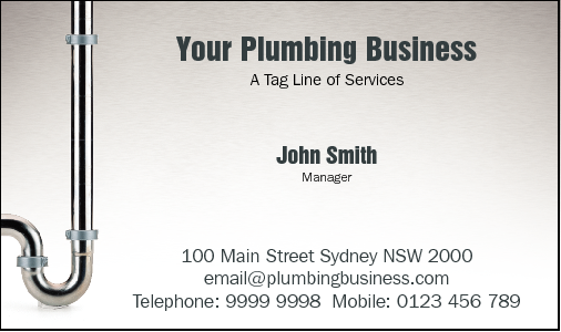 Business Card Design 768 for the Plumbing Industry.