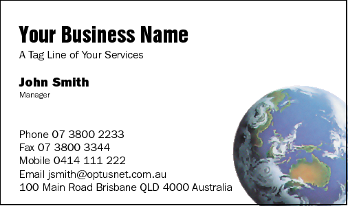 Business Card Design 93 for the Travel Industry.