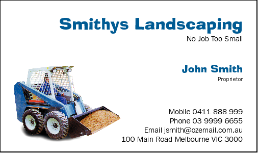 Business Card Design 546 for the Earthmoving Industry.