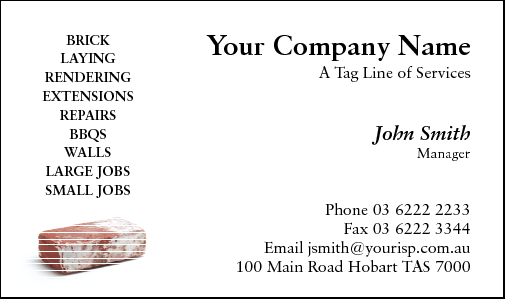 Business Card Design 176 for the Brick Laying Industry.